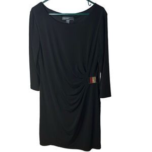 Donna Ricco black long sleeve dress with buckle size 14 NWT normcore